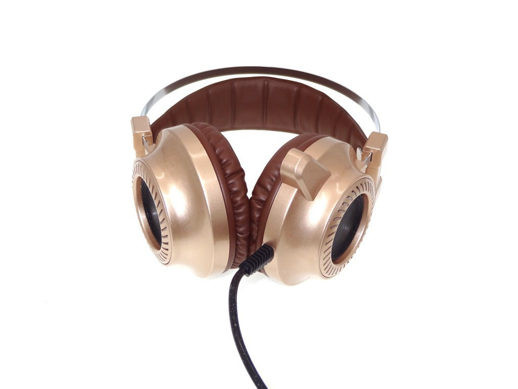 JMT-087690 Wired Dual Steel Bow Gaming Headphones with USB Plug and Microphone