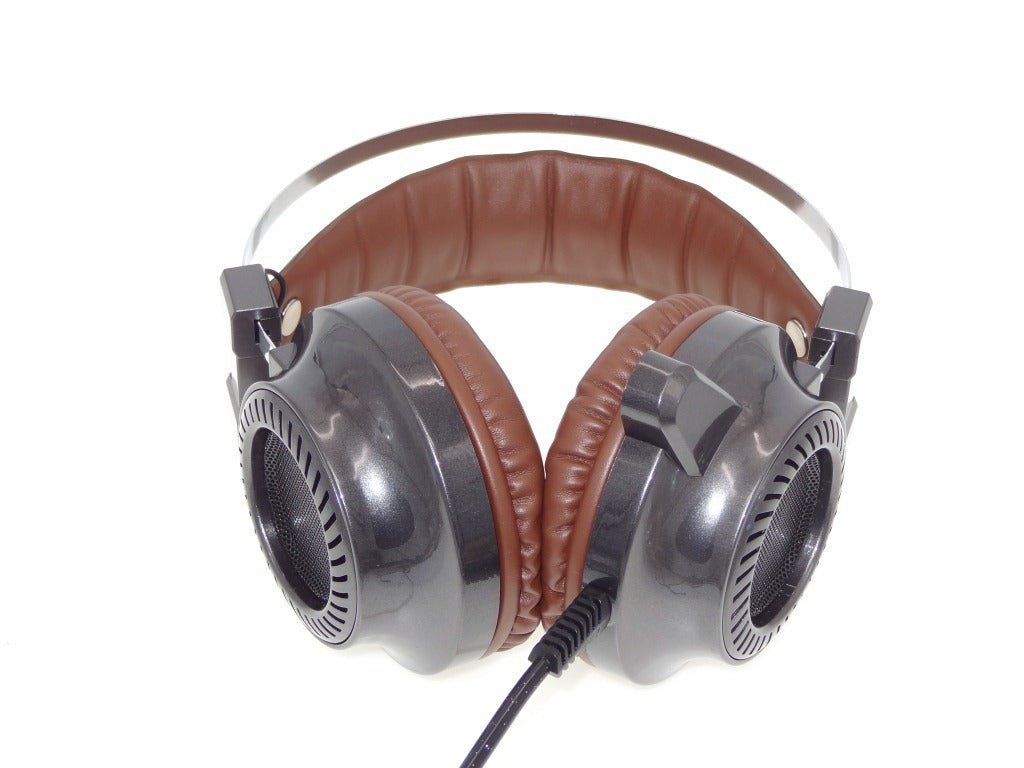 JMT-087690 Wired Dual Steel Bow Gaming Headphones with USB Plug and Microphone