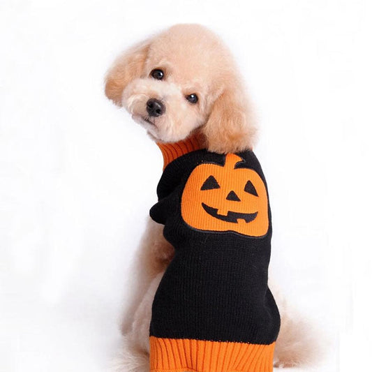 JMT-087818 Cozy Halloween Pumpkin Sweater for Dogs in Various Colors and Sizes