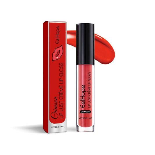 JMT-088458 Red Waterproof Lip Gloss with Glycerin, Sunflower Oil, and Vitamin E - 1.6 x 11.6 cm