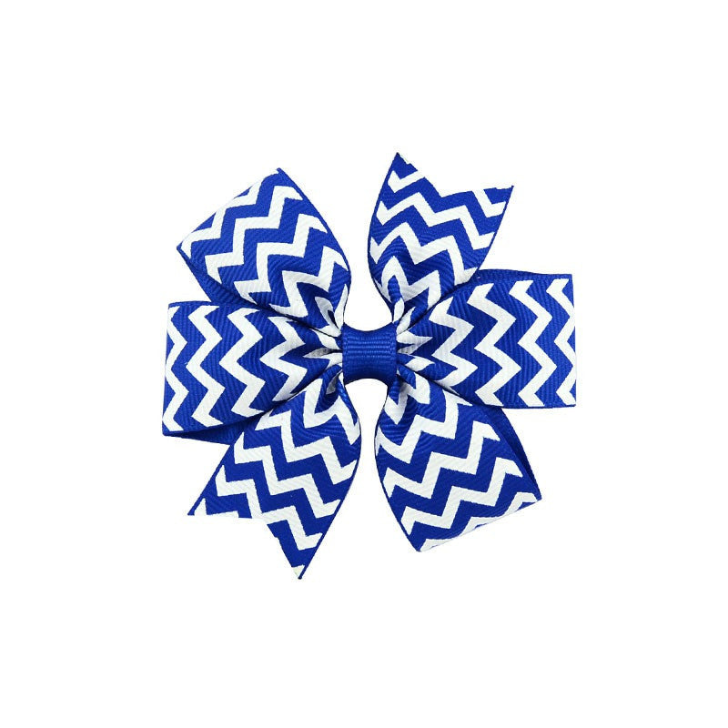 JMT-088714 Handmade V-Ribbed Striped Bow Duckbill Hair Clip for Kids