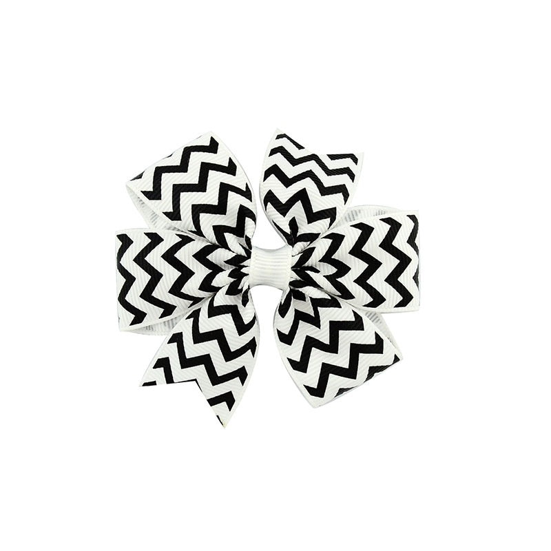 JMT-088714 Handmade V-Ribbed Striped Bow Duckbill Hair Clip for Kids