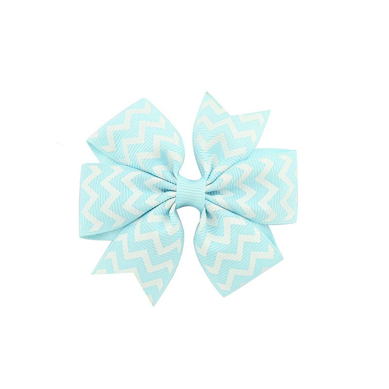 JMT-088714 Handmade V-Ribbed Striped Bow Duckbill Hair Clip for Kids