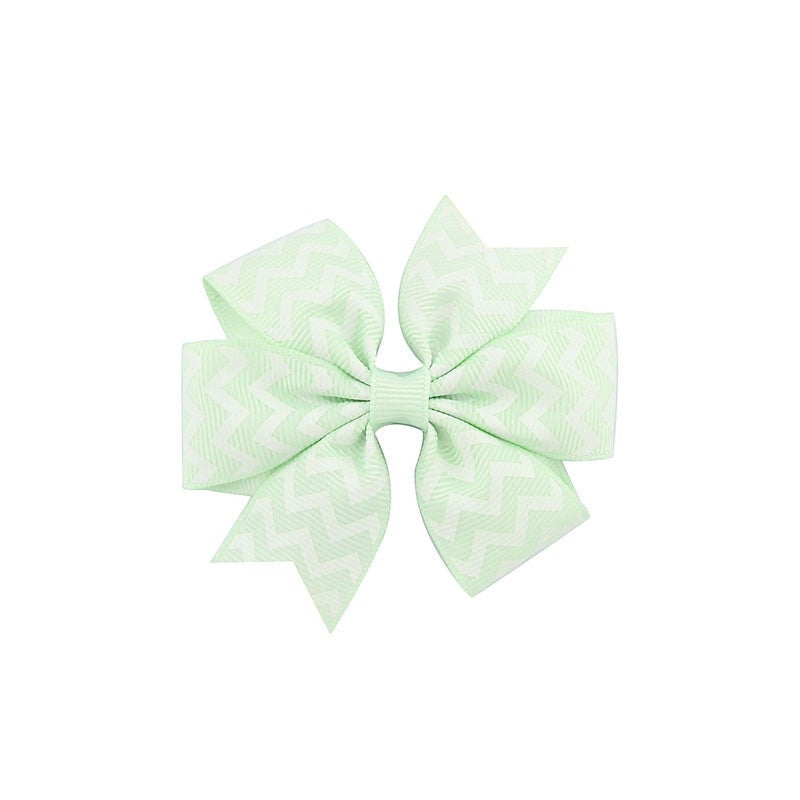 JMT-088714 Handmade V-Ribbed Striped Bow Duckbill Hair Clip for Kids