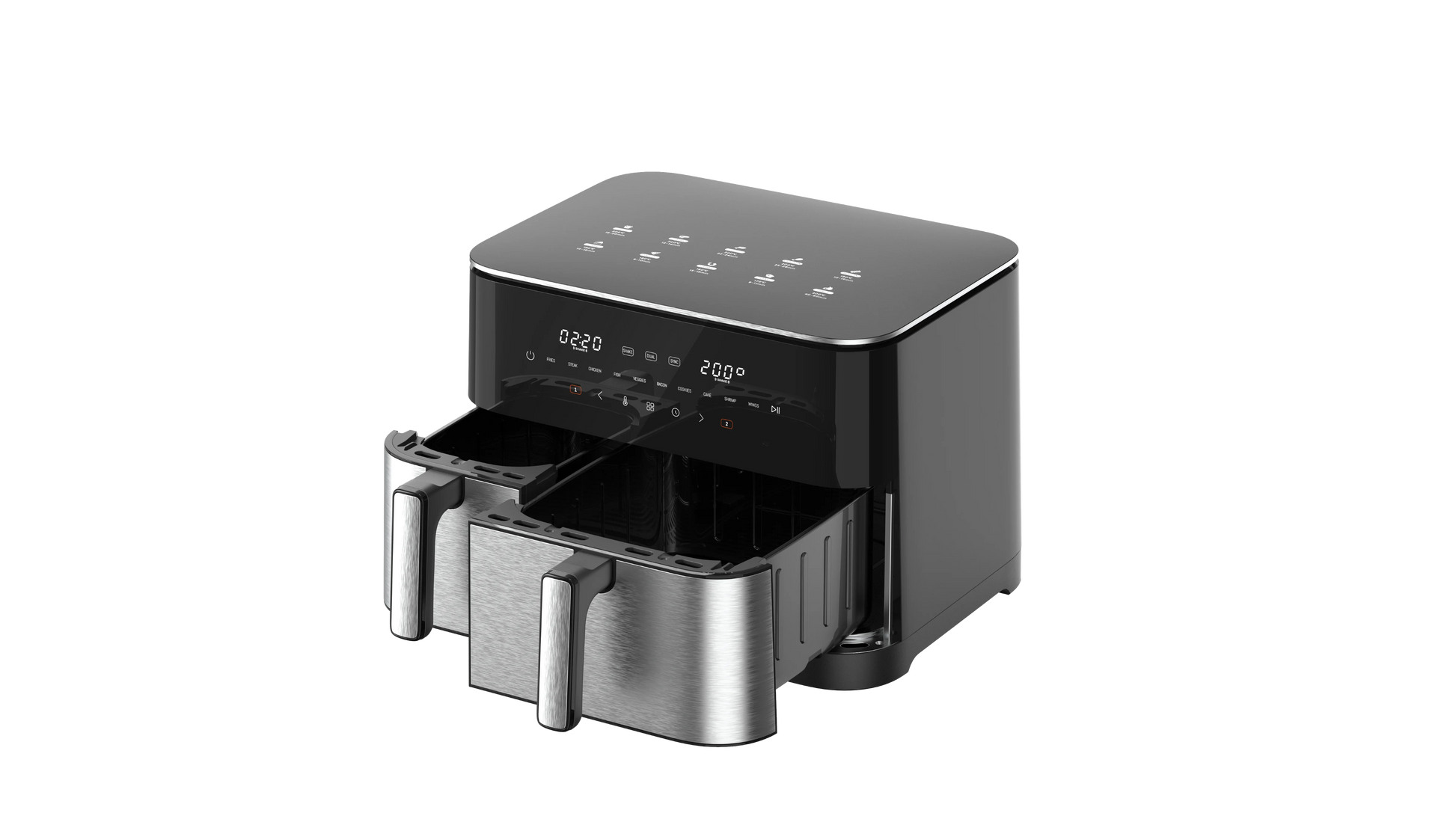 JMT-089098 11L Dual Core Metal Air Fryer – Multifunctional Cooking Pot with Large Capacity and Visible Design