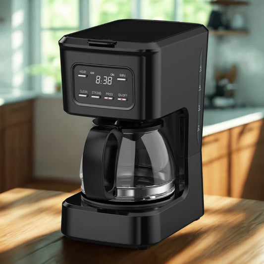 JMT-089162 Programmable 5-Cup Coffee Machine with Ground Coffee and Clear Water Level Indicator