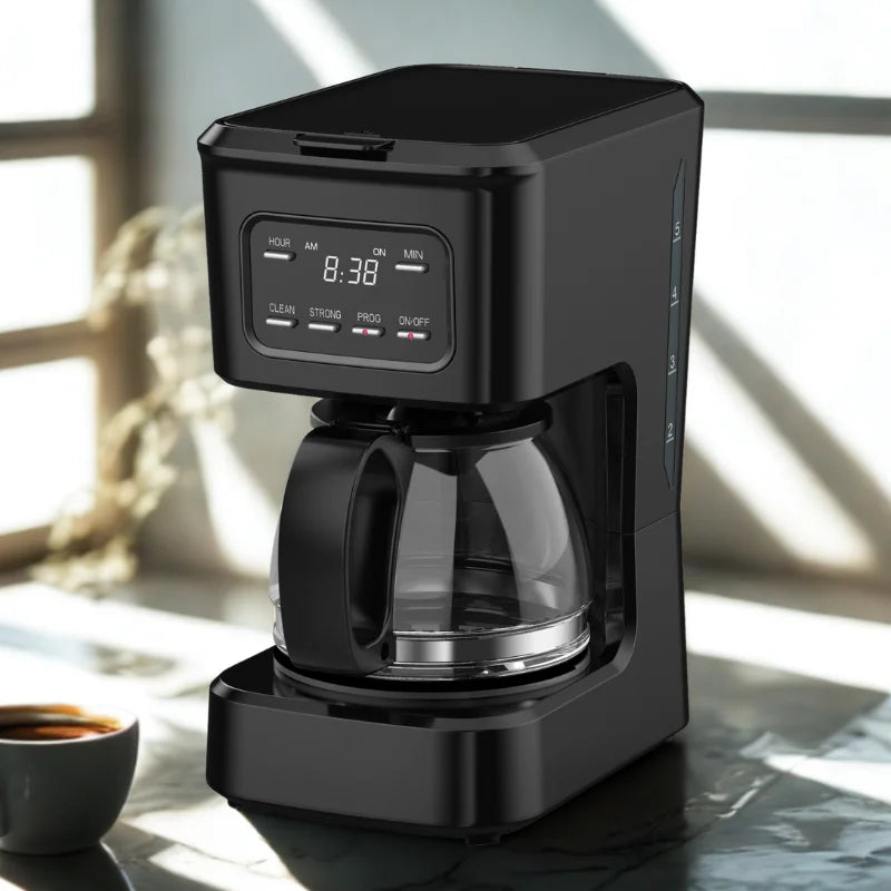JMT-089162 Programmable 5-Cup Coffee Machine with Ground Coffee and Clear Water Level Indicator