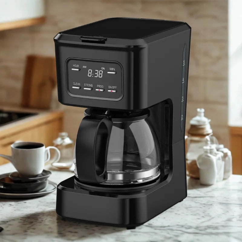 JMT-089162 Programmable 5-Cup Coffee Machine with Ground Coffee and Clear Water Level Indicator