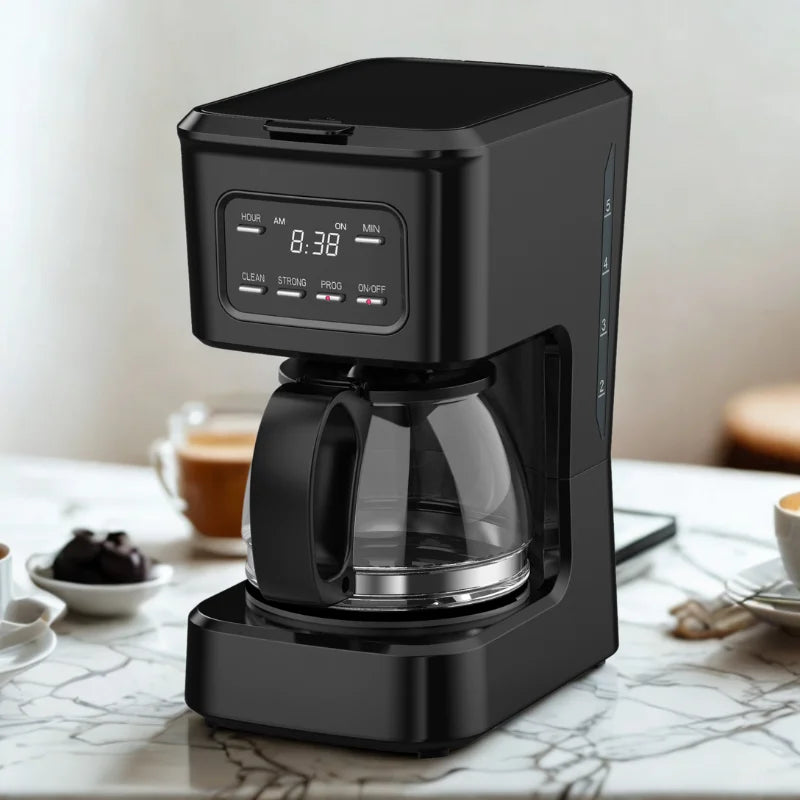 JMT-089162 Programmable 5-Cup Coffee Machine with Ground Coffee and Clear Water Level Indicator