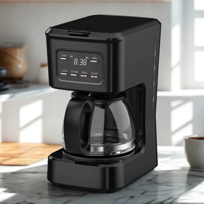 JMT-089162 Programmable 5-Cup Coffee Machine with Ground Coffee and Clear Water Level Indicator