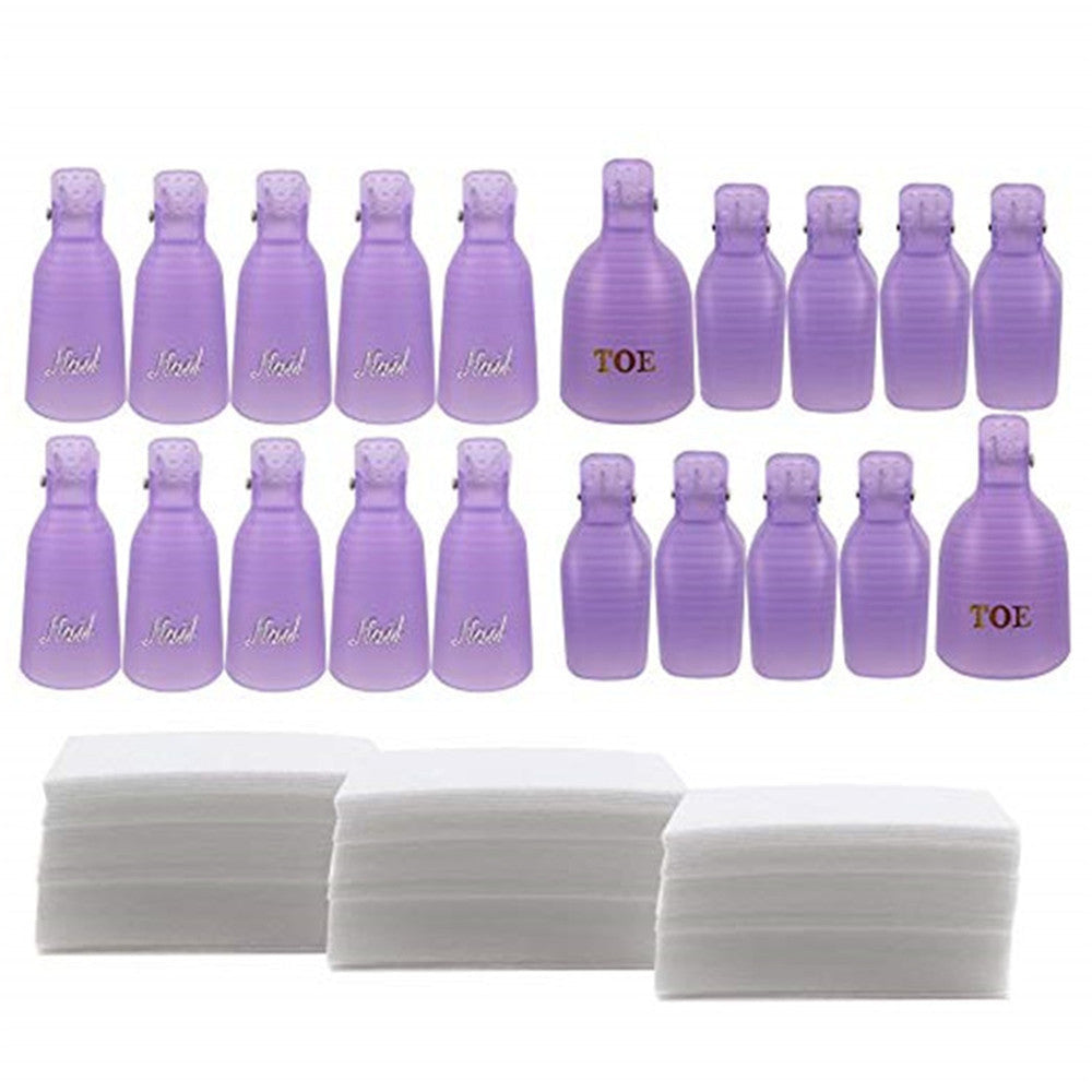 JMT-089802 Nail Remover Clips Set with Nail Polish Remover and Scrubbing Cotton for Easy Artificial Nail Removal