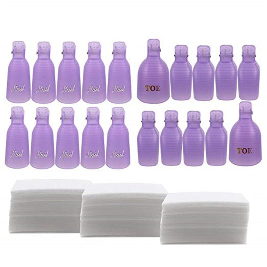 JMT-089802 Nail Remover Clips Set with Nail Polish Remover and Scrubbing Cotton for Easy Artificial Nail Removal