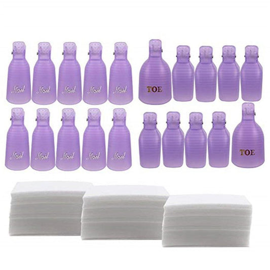 JMT-089802 Nail Remover Clips Set with Nail Polish Remover and Scrubbing Cotton for Easy Artificial Nail Removal