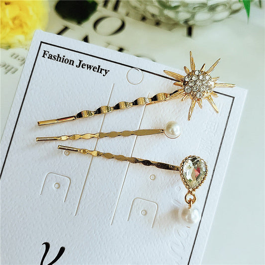 JMT-089866 Elegant Three-Piece Flower Hairclip Set in Alloy for Women