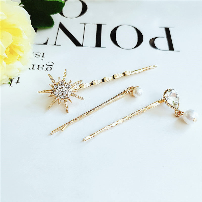 JMT-089866 Elegant Three-Piece Flower Hairclip Set in Alloy for Women