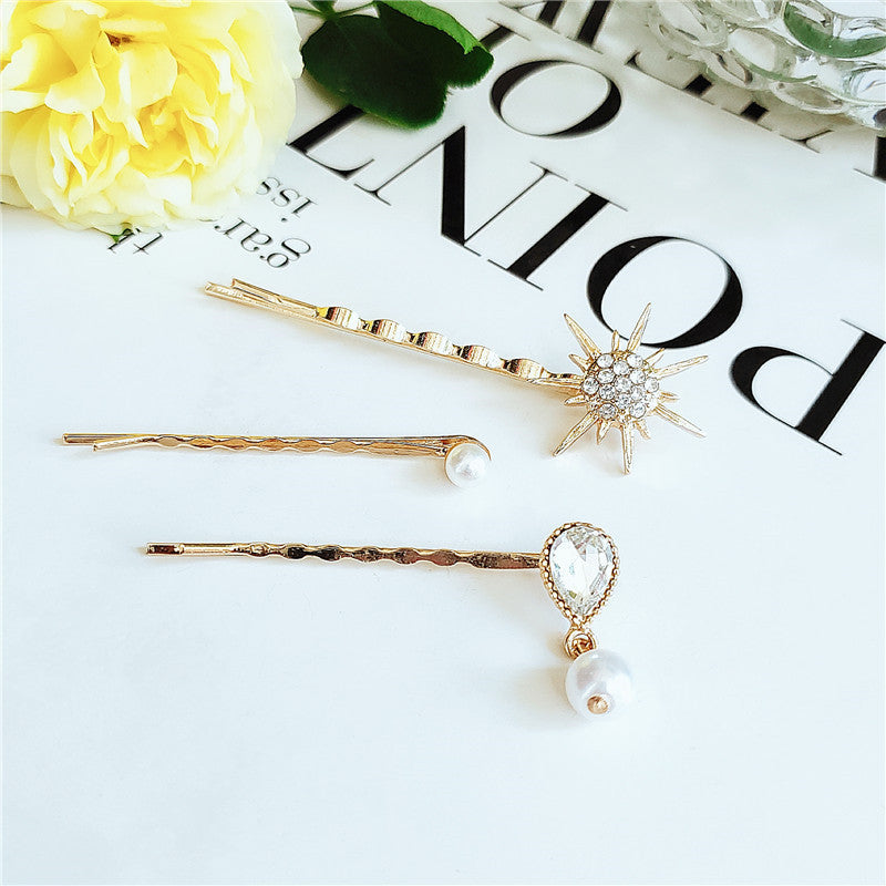 JMT-089866 Elegant Three-Piece Flower Hairclip Set in Alloy for Women