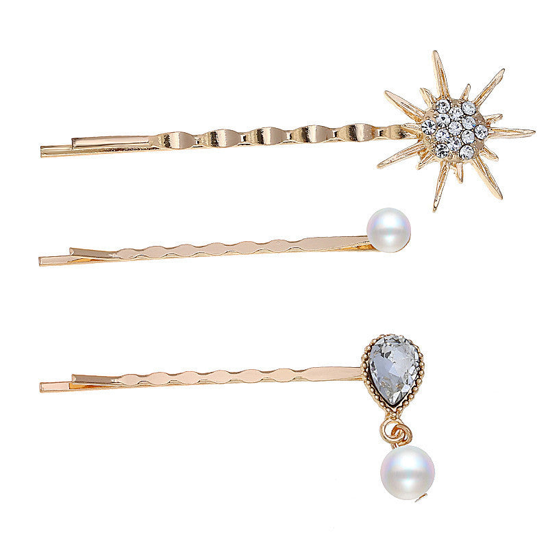 JMT-089866 Elegant Three-Piece Flower Hairclip Set in Alloy for Women