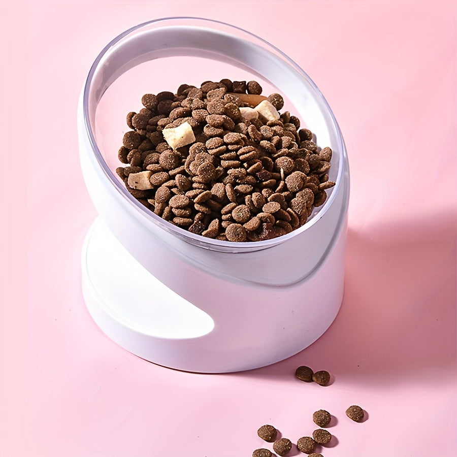 JMT-090314 Ergonomic Elevated Cat Food Bowl for Neck Support, Anti-Vomit Tilt Design, Durable Plastic, Suitable for Dry and Wet Food