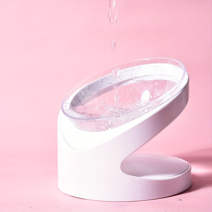 JMT-090314 Ergonomic Elevated Cat Food Bowl for Neck Support, Anti-Vomit Tilt Design, Durable Plastic, Suitable for Dry and Wet Food