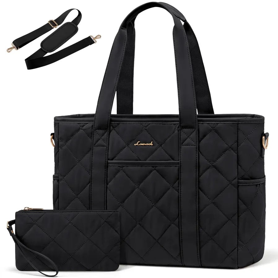 JMT-090314 Quilted Laptop Tote Bag for Women - 15.6 to 17 Inch Capacity, Stylish and Spacious Work Purse