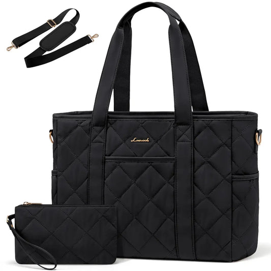JMT-090314 Quilted Laptop Tote Bag for Women - 15.6 to 17 Inch Capacity, Stylish and Spacious Work Purse