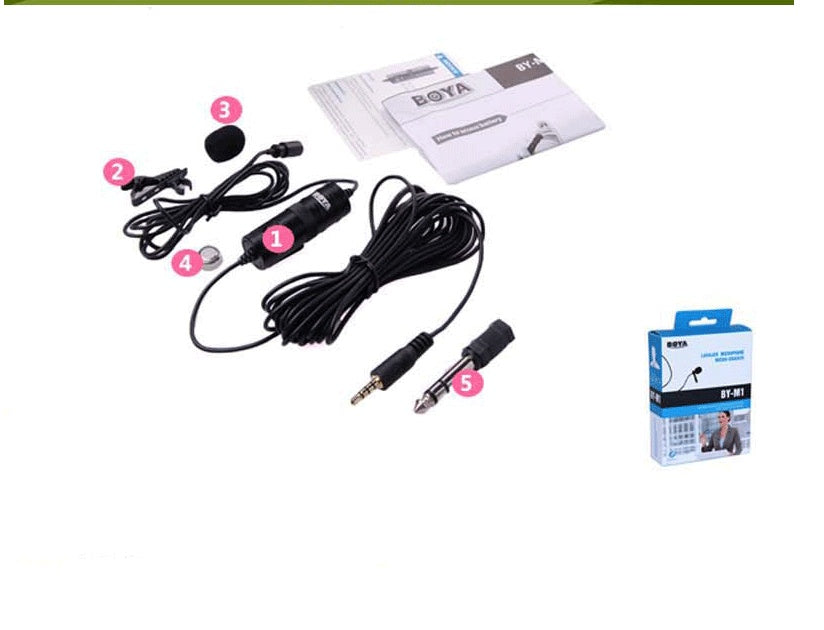 JMT-090826 Omnidirectional Lavalier Microphone for Cameras with 3.5mm Connection