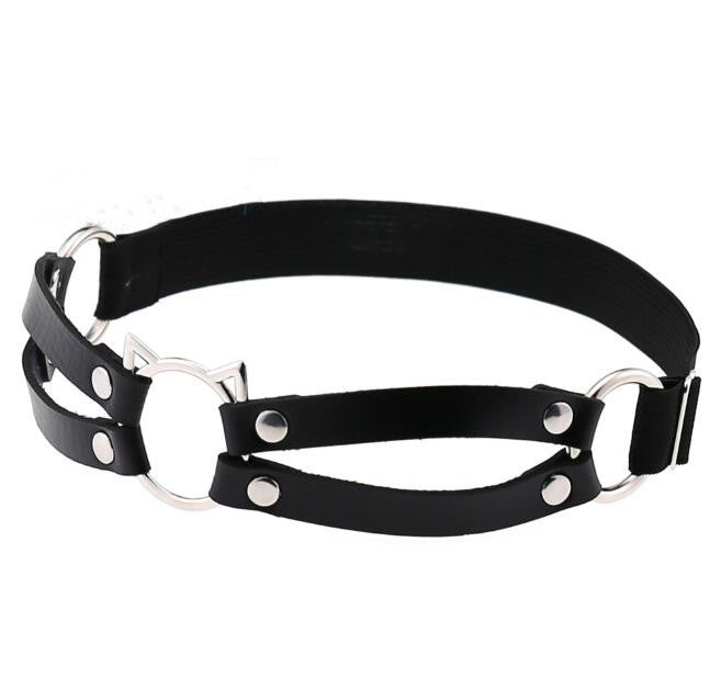 JMT-091018 Elasticity Harness Heart Leg Chain Garter Belt for Women with Spike Detail, Available in Black and Unique Designs