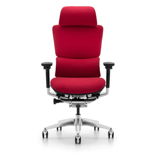 JMT-091082 Red Office Chair with Massage Function, Mesh Fabric Back, Nylon Base, Adjustable Lumbar Support