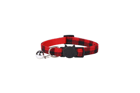 JMT-091146 Plaid Bowknot Cat Collar with Anti-Rust Bell – Available in Multiple Colors