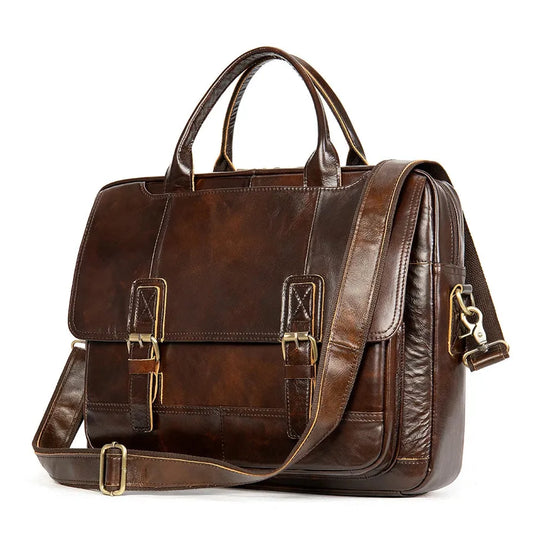 JMT-091466 Vintage Men's Genuine Leather Shoulder Laptop Bag, Business Briefcase for Professionals