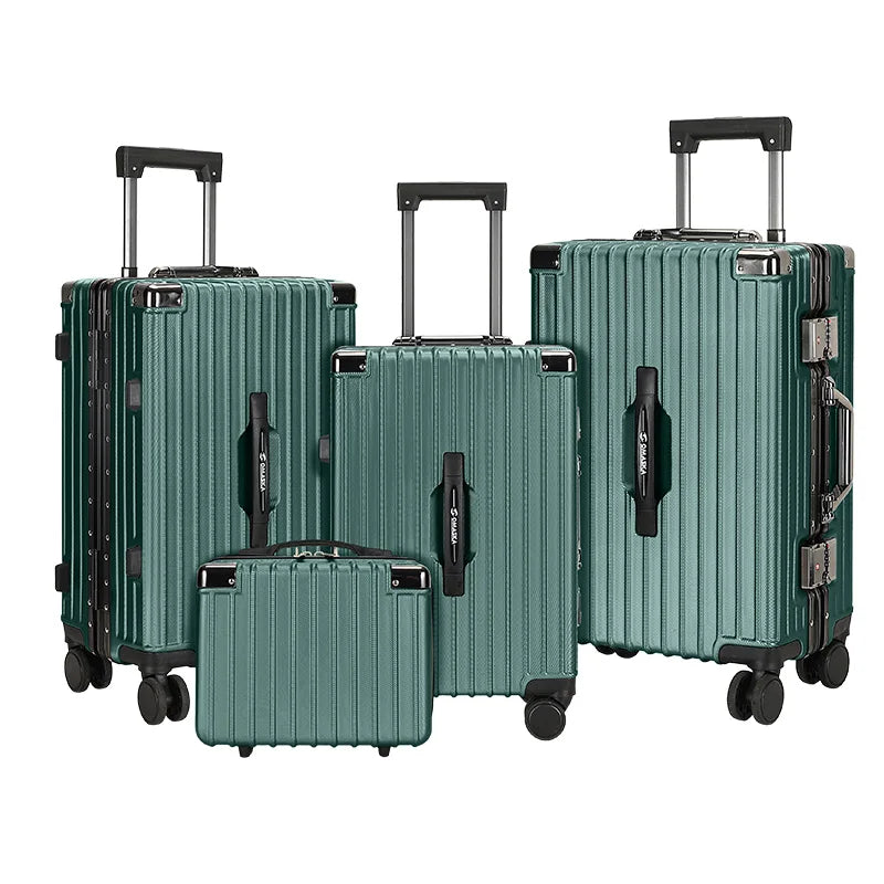 JMT-091530 Custom 14-28 Inch Trolley Spinner PC Luggage with Hard Shell Design and Aluminium Accents
