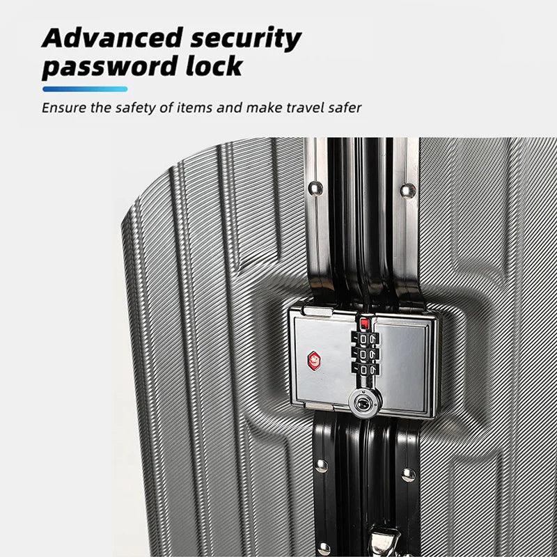 JMT-091530 Custom 14-28 Inch Trolley Spinner PC Luggage with Hard Shell Design and Aluminium Accents