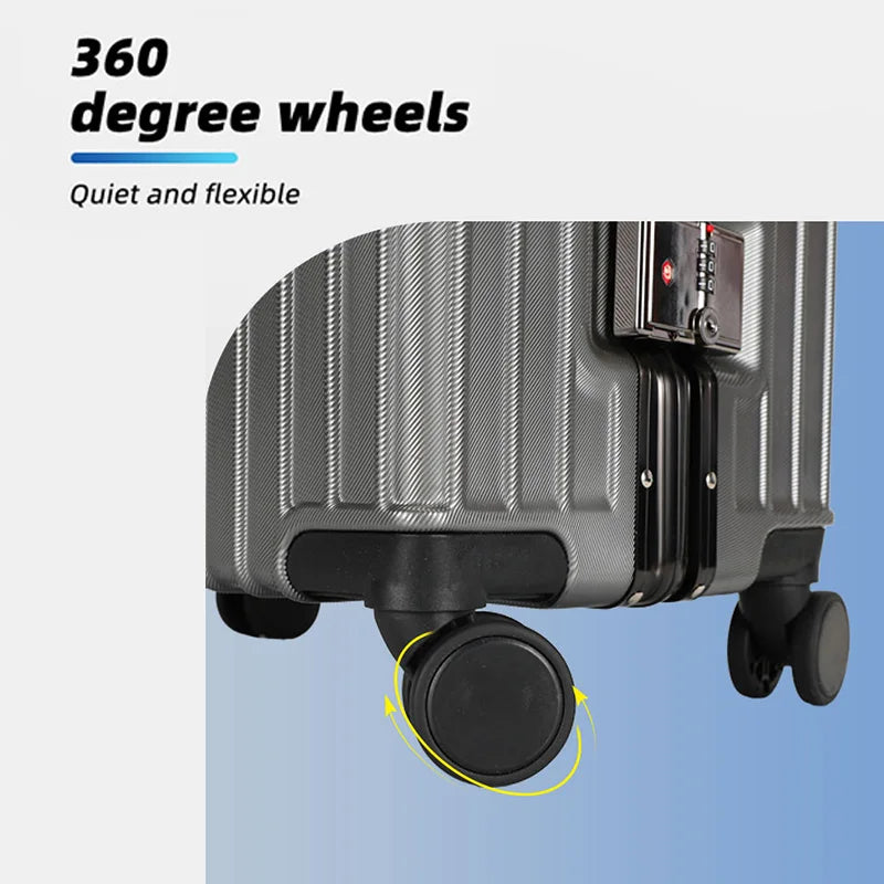 JMT-091530 Custom 14-28 Inch Trolley Spinner PC Luggage with Hard Shell Design and Aluminium Accents
