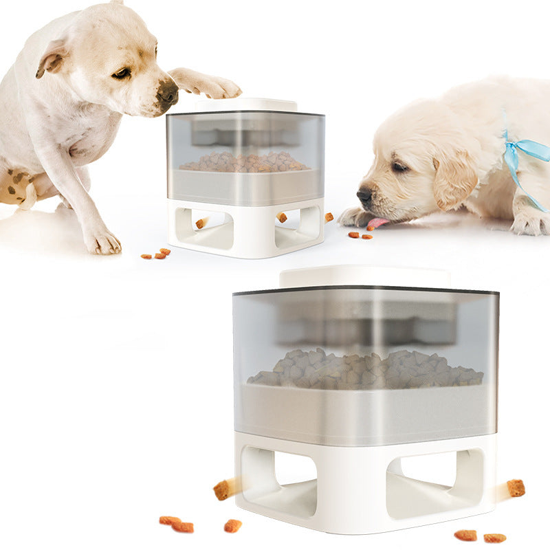JMT-091786 Square Bullet Food Dispenser for Dogs and Cats - Interactive Pet Feeder Toy with Anti-Slip Design and Emergency Feeding Function