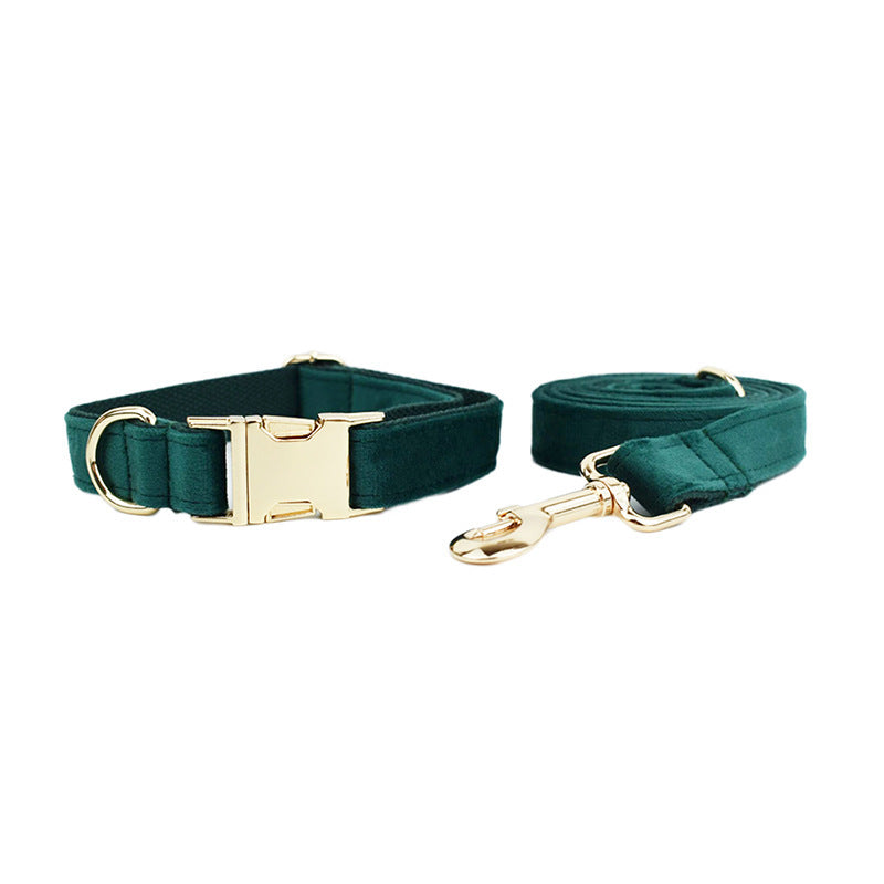 JMT-091978 Velvet Pet Collar with Matching Traction Rope and Bow Tie Set