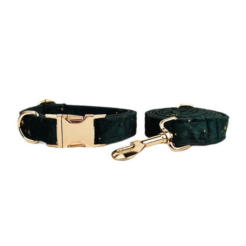 JMT-091978 Velvet Pet Collar with Matching Traction Rope and Bow Tie Set