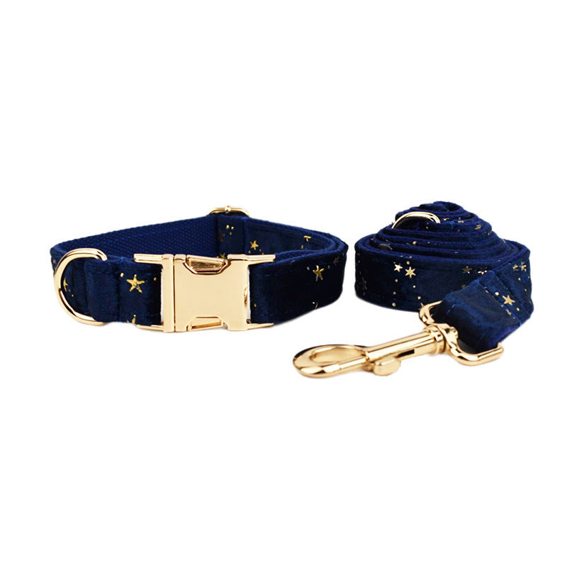 JMT-091978 Velvet Pet Collar with Matching Traction Rope and Bow Tie Set
