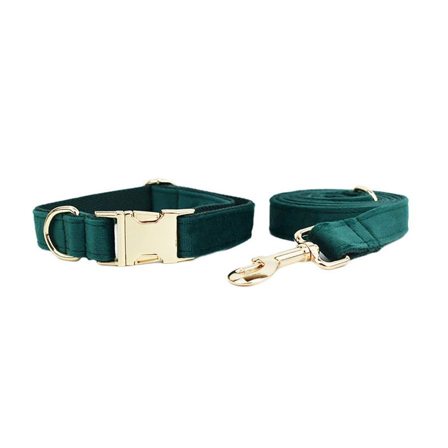 JMT-091978 Velvet Pet Collar with Matching Traction Rope and Bow Tie Set