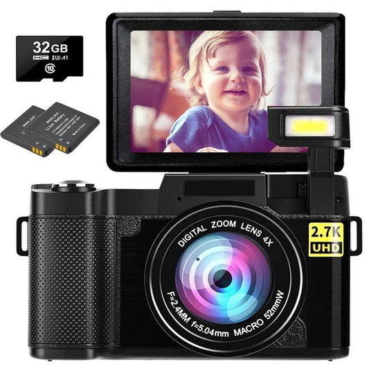 JMT-092170 27K HD Flip Screen Digital Camera with 30MP Resolution and Wide-Angle Lens Options