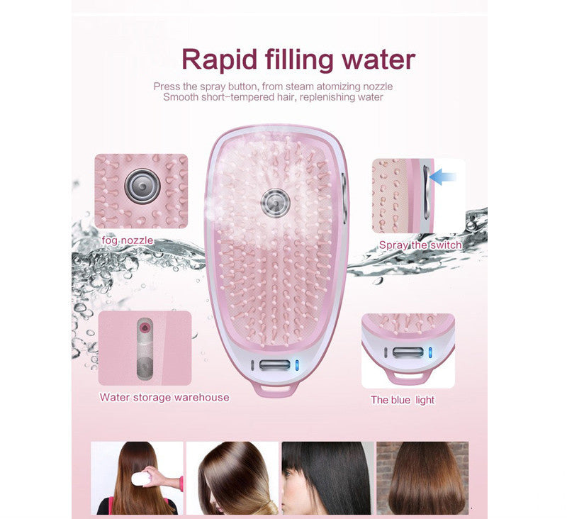 JMT-092170 Electric Head Massage Comb with Cold Spray and Anti-Static Hair Care Function, Lithium Battery, Pink Color