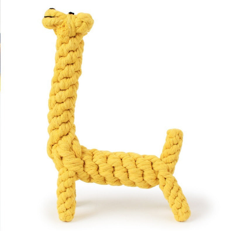 JMT-092938 Durable Giraffe Pet Dog Chew Toy for Small Dogs - Rope Knot Ball for Teeth Cleaning and Playtime