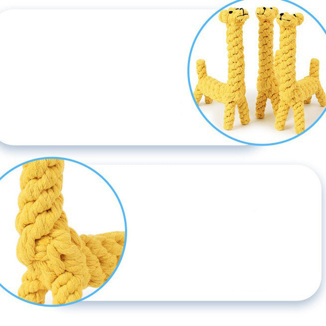 JMT-092938 Durable Giraffe Pet Dog Chew Toy for Small Dogs - Rope Knot Ball for Teeth Cleaning and Playtime