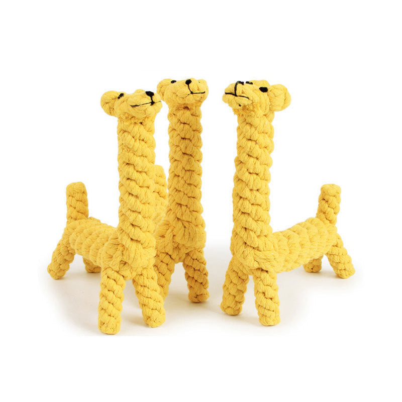 JMT-092938 Durable Giraffe Pet Dog Chew Toy for Small Dogs - Rope Knot Ball for Teeth Cleaning and Playtime