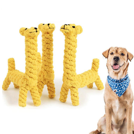 JMT-092938 Durable Giraffe Pet Dog Chew Toy for Small Dogs - Rope Knot Ball for Teeth Cleaning and Playtime