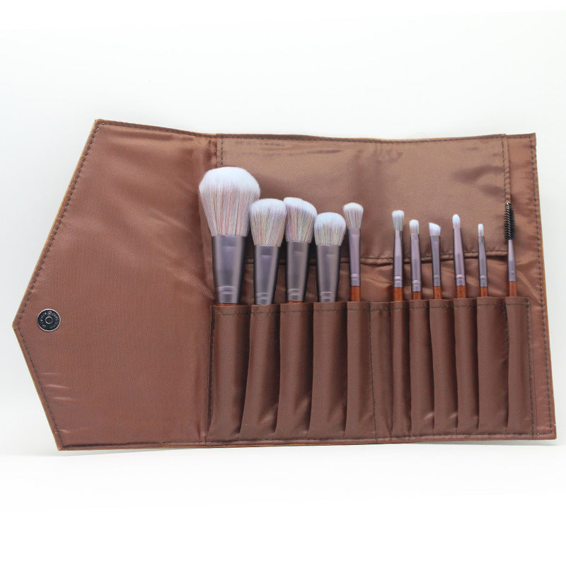 JMT-093066 Portable Man-Made Fiber Hair Makeup Brush with Wooden Handle - 18cm Length