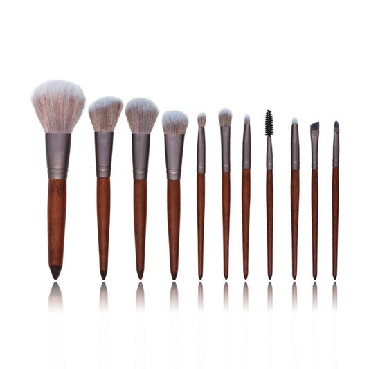 JMT-093066 Portable Man-Made Fiber Hair Makeup Brush with Wooden Handle - 18cm Length