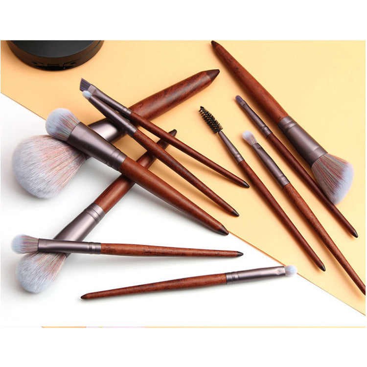 JMT-093066 Portable Man-Made Fiber Hair Makeup Brush with Wooden Handle - 18cm Length