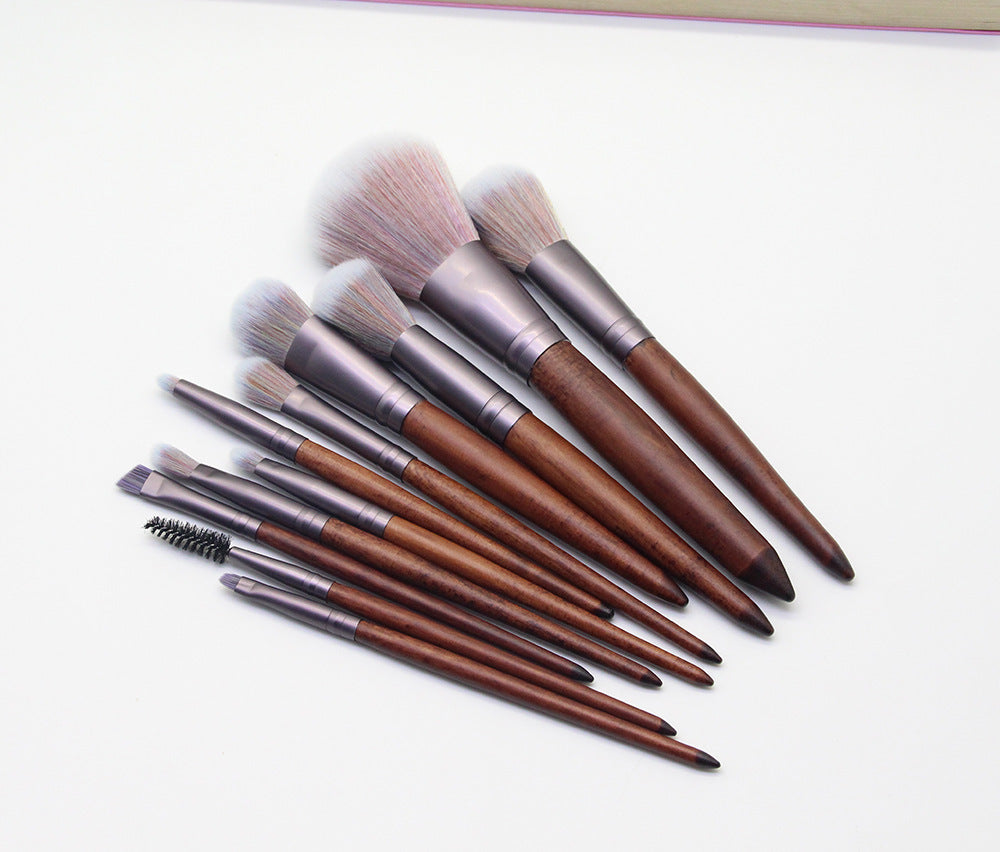 JMT-093066 Portable Man-Made Fiber Hair Makeup Brush with Wooden Handle - 18cm Length