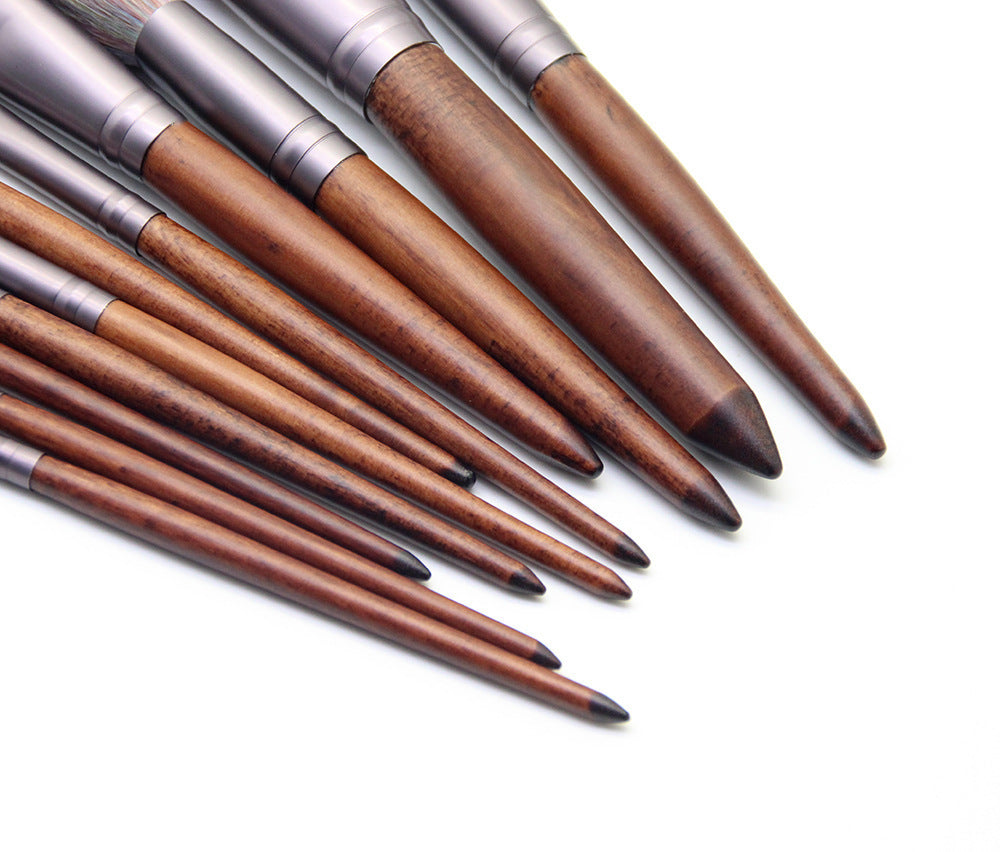 JMT-093066 Portable Man-Made Fiber Hair Makeup Brush with Wooden Handle - 18cm Length