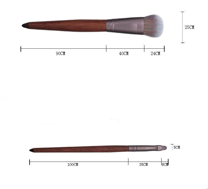 JMT-093066 Portable Man-Made Fiber Hair Makeup Brush with Wooden Handle - 18cm Length